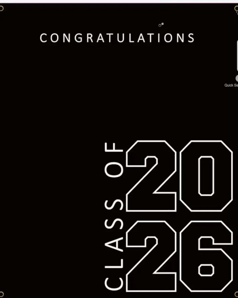 Class of 2026 Graduation Banner, Black and White Fabric Decoration